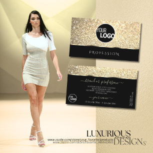 Helle Gold Glitzer Luminous Stars Chic Black Logo Visitenkarte