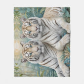 Helle Golden Tigers in einem blauen grünen Dschung Fleecedecke (Vorderseite)
