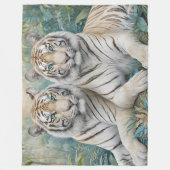 Helle Golden Tigers in einem blauen grünen Dschung Fleecedecke (Vorderseite)