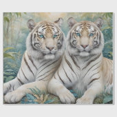 Helle Golden Tigers in einem blauen grünen Dschung Geschenkpapier (Flach)