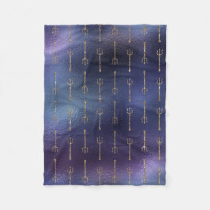 Helle goldene Dreizackwaffe Meer Ozean Gott Blau Fleecedecke