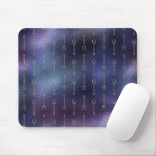 Helle goldene Dreizackwaffe Meer Ozean Gott Blau Mousepad