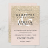 helle GoldImitat-Glitterrosa ombre Einladung (Vorne/Hinten)