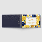 Helle Goldmedaille Blue Floral Wedding Gästebuch (Voll)