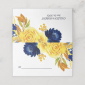 Helle Goldmedaille Blue Floral Wedding Platzkarte (Außenseite Aufgefaltet)