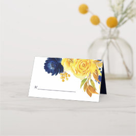 Helle Goldmedaille Blue Floral Wedding Platzkarte