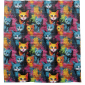 Helle Graffiti Cats Muster Duschvorhang (Vorderseite)
