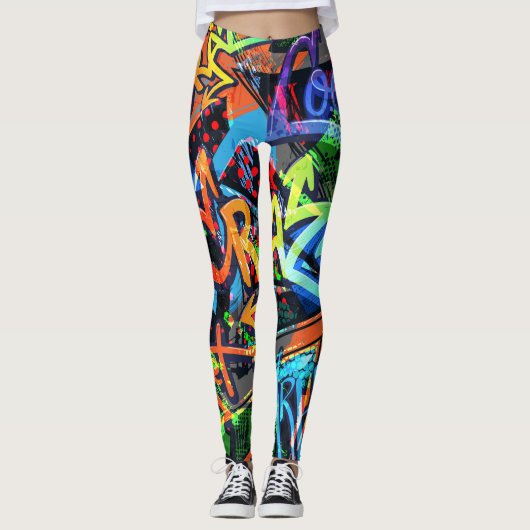Helle Graffiti, urbanes Grafikdesign. Leggings (Vorderseite)