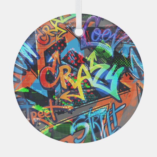 Helle Graffiti, urbanes Grafikdesign. Ornament Aus Glas (Vorderseite)