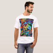 Helle Graffiti, urbanes Grafikdesign. T-Shirt (Vorne ganz)