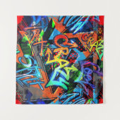 Helle Graffiti, urbanes Grafikdesign. Wandteppich (Vorderseite (Horizontal))