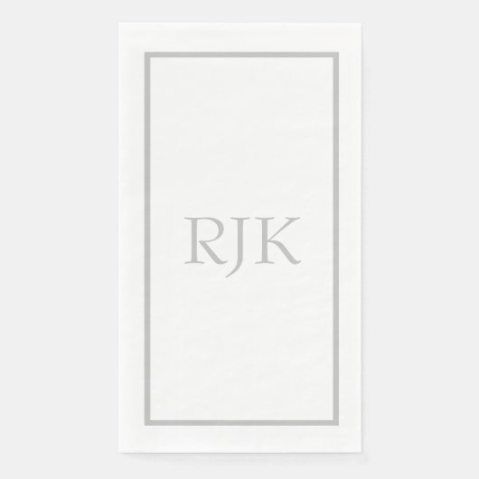 Helle Graue Monogramm Anfangsbuchstaben Benutzerde Serviette (Vorderseite)