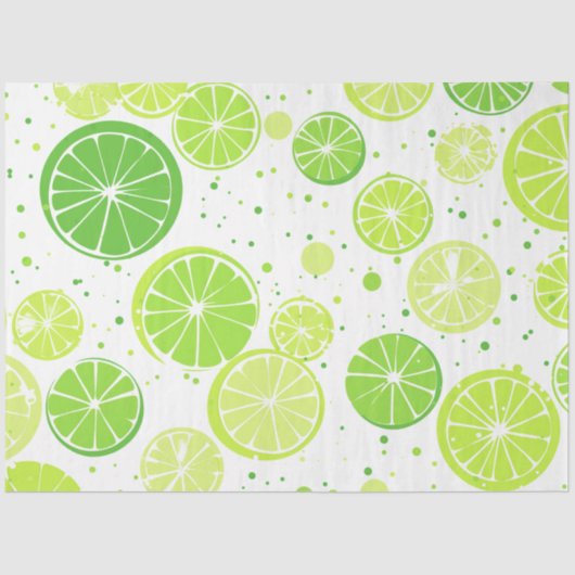 Helle Green Lemon Limon | Limones Muster Seidenpapier (Vorderseite)