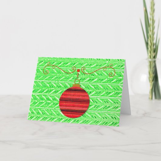 Helle Green Pop Art Ornament Weihnachtskarte Karte (Vorderseite)