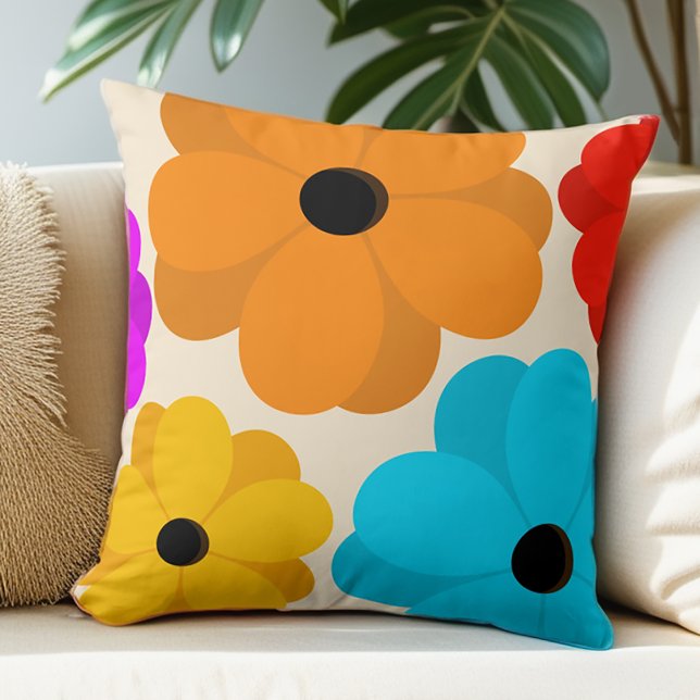 Helle große Blume Blumenzeitschrift Kissen (Get this colorful floral pillow for your home decor.)