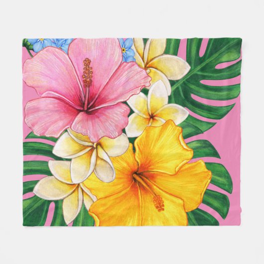 Helle große Blume Fleecedecke (Vorderseite (Horizontal))