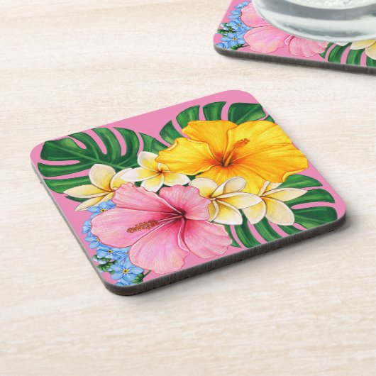 Helle große Blume Getränkeuntersetzer (Linke Seite)