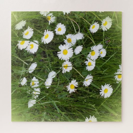 helle große Blume vor grünem Hintergrund Puzzle (Horizontal)