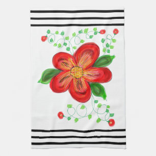 Helle große rote Blüte Handtuch