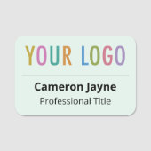 Helle grüne 3x2-Namensmarke mit abgerundeten Logoe Namensschild (Vorderseite)