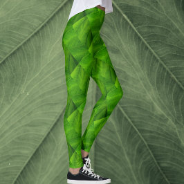 Helle grüne Blätter Naturmuster Leggings
