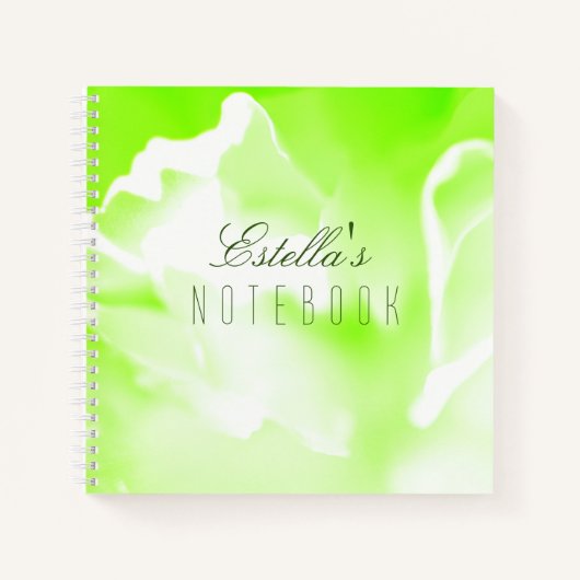 Helle grüne Blütendruckspirale Notebook Notizblock (Vorderseite)