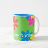 HELLE, GRÜNE FARBENE ABSTRAKTE BLUME ZWEIFARBIGE TASSE (VorderseiteRechts)