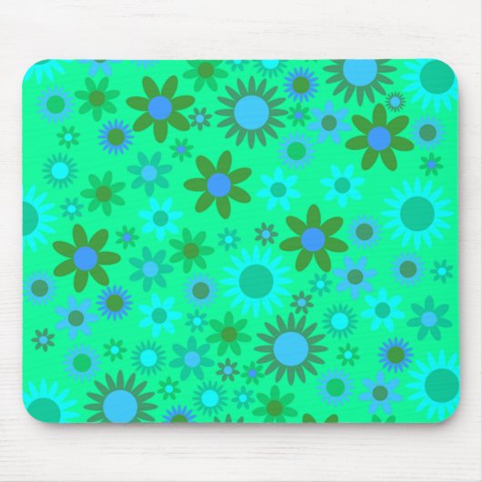 Helle Grüne Flower Power Muster Mousepad (Vorne)