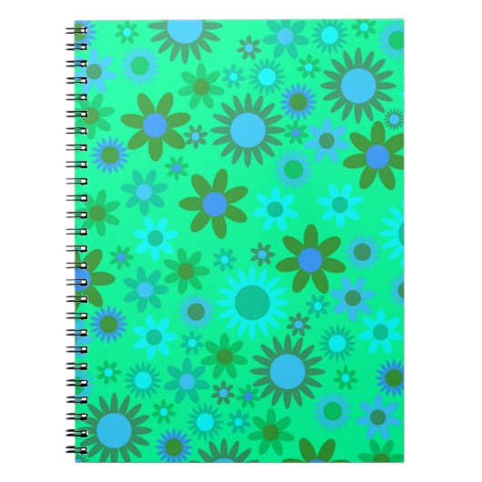 Helle grüne Flower-Power-Muster Notizblock (Vorderseite)