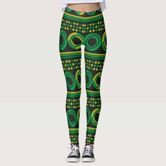 Helle grüne Kreise Leggings (Vorderseite)