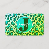 Helle grüne Leopard Print Rockabilly-Muster Visitenkarte (Vorderseite)