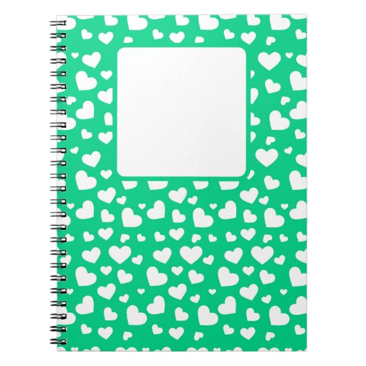 HELLE GRÜNE MIT WEISSEN LIEBE HERZEN NOTIZBLOCK (Vorderseite)