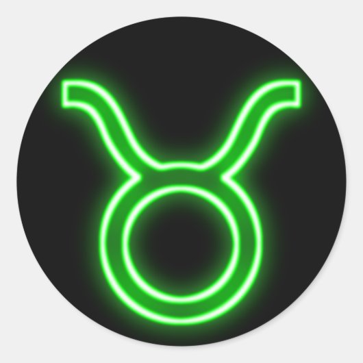 Helle grüne Neon - Taurus - das Bull-Star-Zeichen Runder Aufkleber (Vorderseite)
