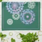 Helle grüne Teetücher mit Wasserfarben Schneeflock Geschirrtuch (Gefaltet)