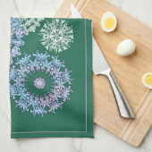 Helle grüne Teetücher mit Wasserfarben Schneeflock Geschirrtuch (Viertel Falte)