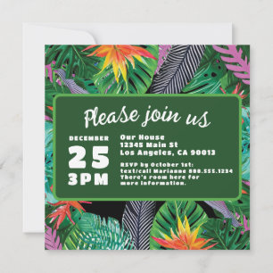 Helle grüne tropische Jungel-Ziel-Hochzeit Save The Date