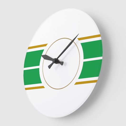 Helle grüne Twin Racing Streifen Weiße Hintergrund Große Wanduhr (Winkel)