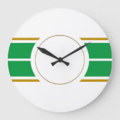Helle grüne Twin Racing Streifen Weiße Hintergrund Große Wanduhr (Vorderseite)