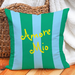 Helle grüne und blaue Streifen Amore Mio Kissen