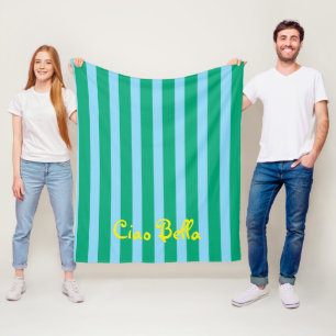 Helle grüne und blaue Streifen   Ciao Bella Fleecedecke