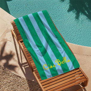 Helle grüne und blaue Streifen   Ciao Bella Strandtuch