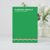 Helle, grüne und rosa Wavy Frame Personal Dankeskarte (Stehend Vorderseite)