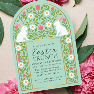 Helle grüne Volkskunst-Osterbrunch-Bogen-Einladung Einladung