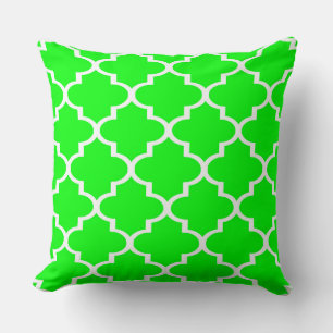 Helle grüne weiße Quatrefoil-Gitterkissen Kissen