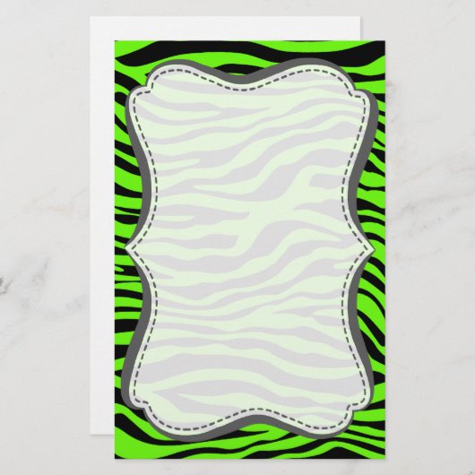 Helle grüne Zebra Briefpapier (Vorne/Hinten)