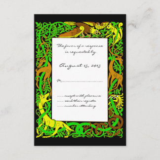 Helle Grüntöne Celtic Animals Design Hochzeit RSVP