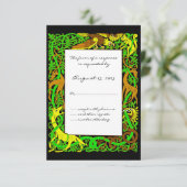Helle Grüntöne Celtic Animals Design Hochzeit RSVP Karte (Stehend Vorderseite)