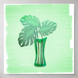 Helle Grüntöne Tropische Blätter in Vase Poster
