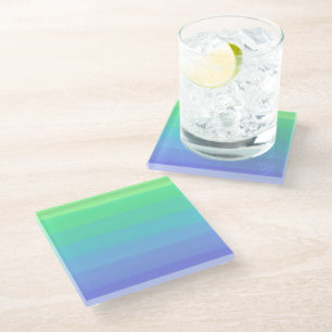 Helle Grüntöne und Blues Gradient Glasuntersetzer