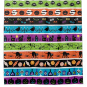 Helle Halloween-Grenzmuster Duschvorhang (Vorderseite)